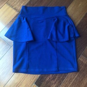 Blue Peplum Mini Skirt